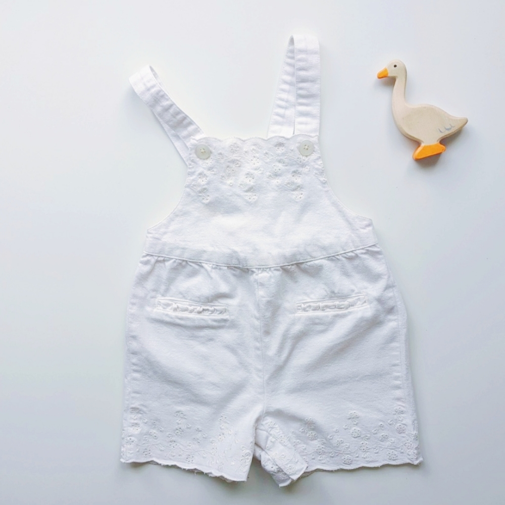 18-24 month White Denim Embroidered Gap Overalls